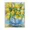 Stupell Industries Expressive Yellow Tulips in Ornate Blue Vase Painting Wood Wall Plaque